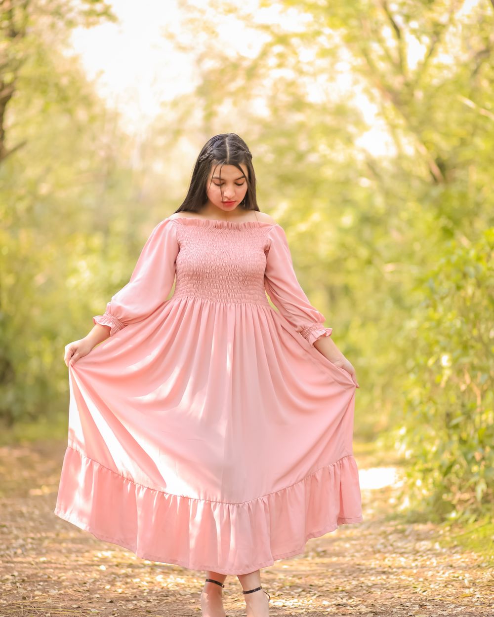 Gulabi Tiered Maxi Dress in Blush pink