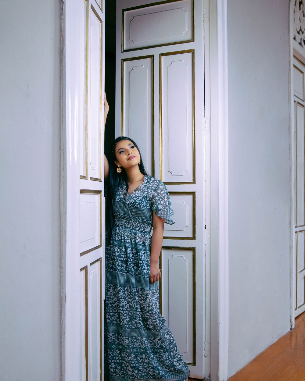 Neel Printed Maxi Dress in Indigo print