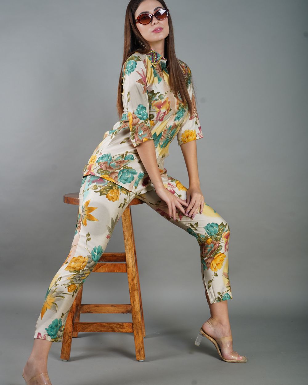Blossom Print Co-ord in Cream floral