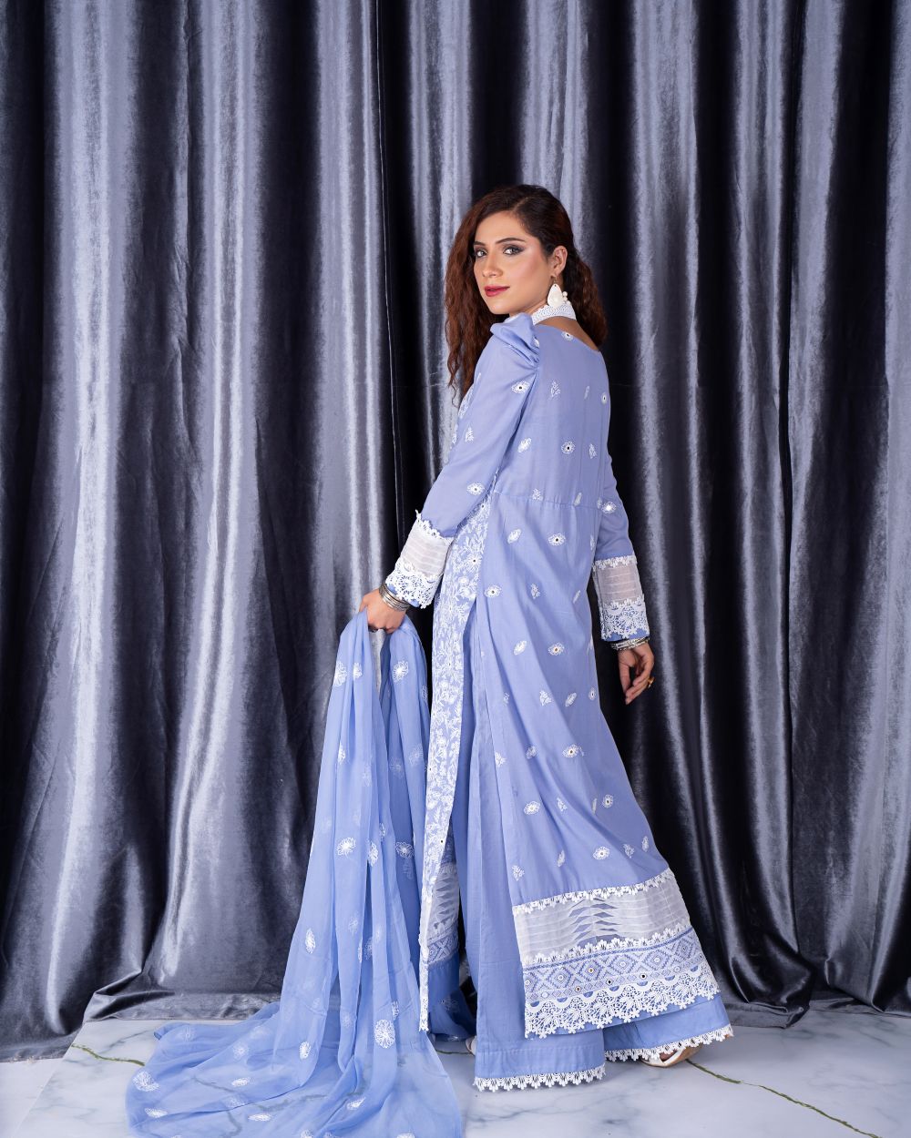 Noor Lace Kurta Set in Lavender