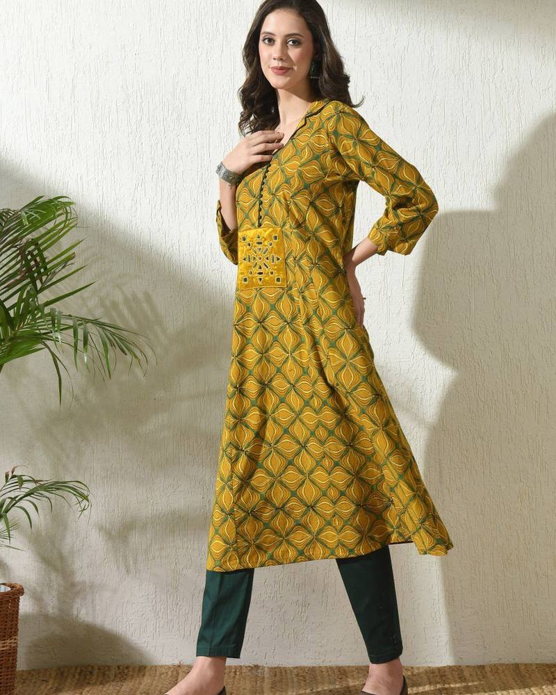 Marigold Ajrakh Set