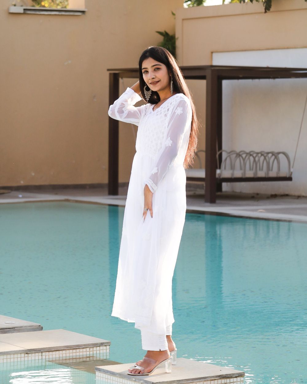 Ivory Chikankari Set in Ivory