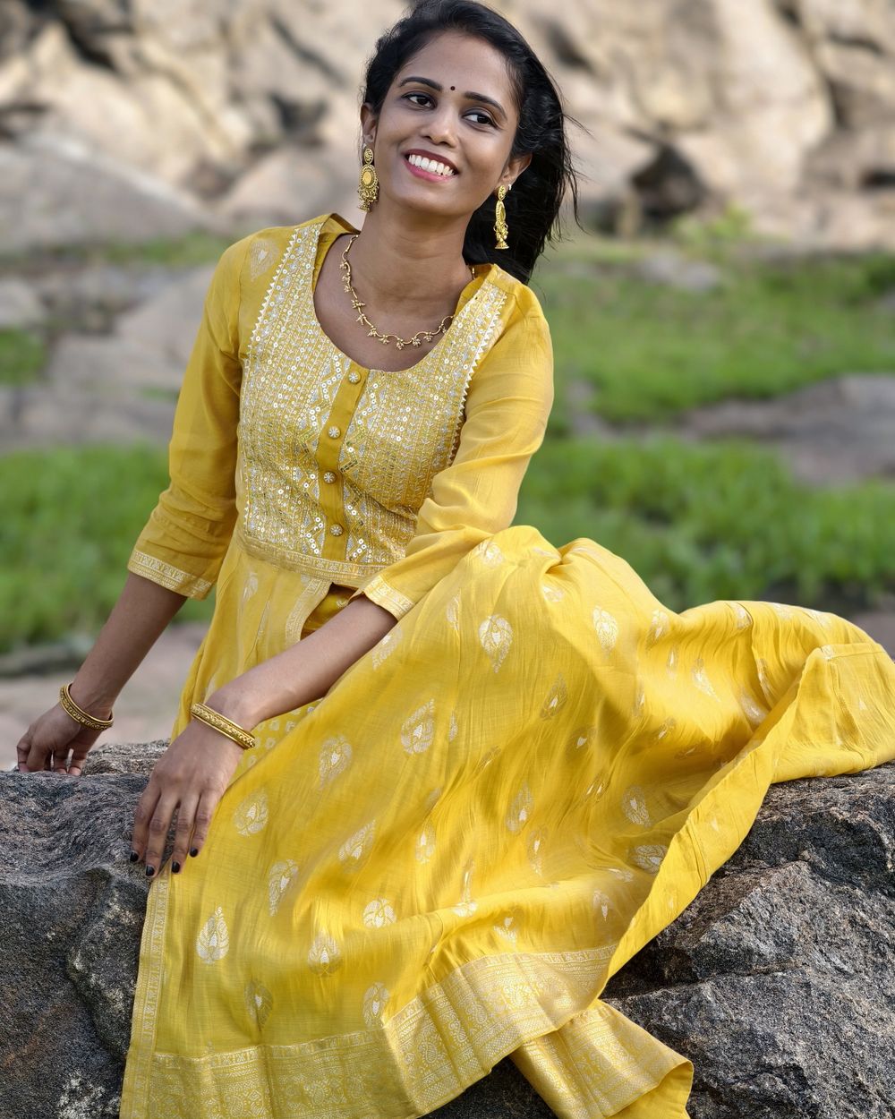 Basanti Anarkali Dress in Basanti yellow, photo 2