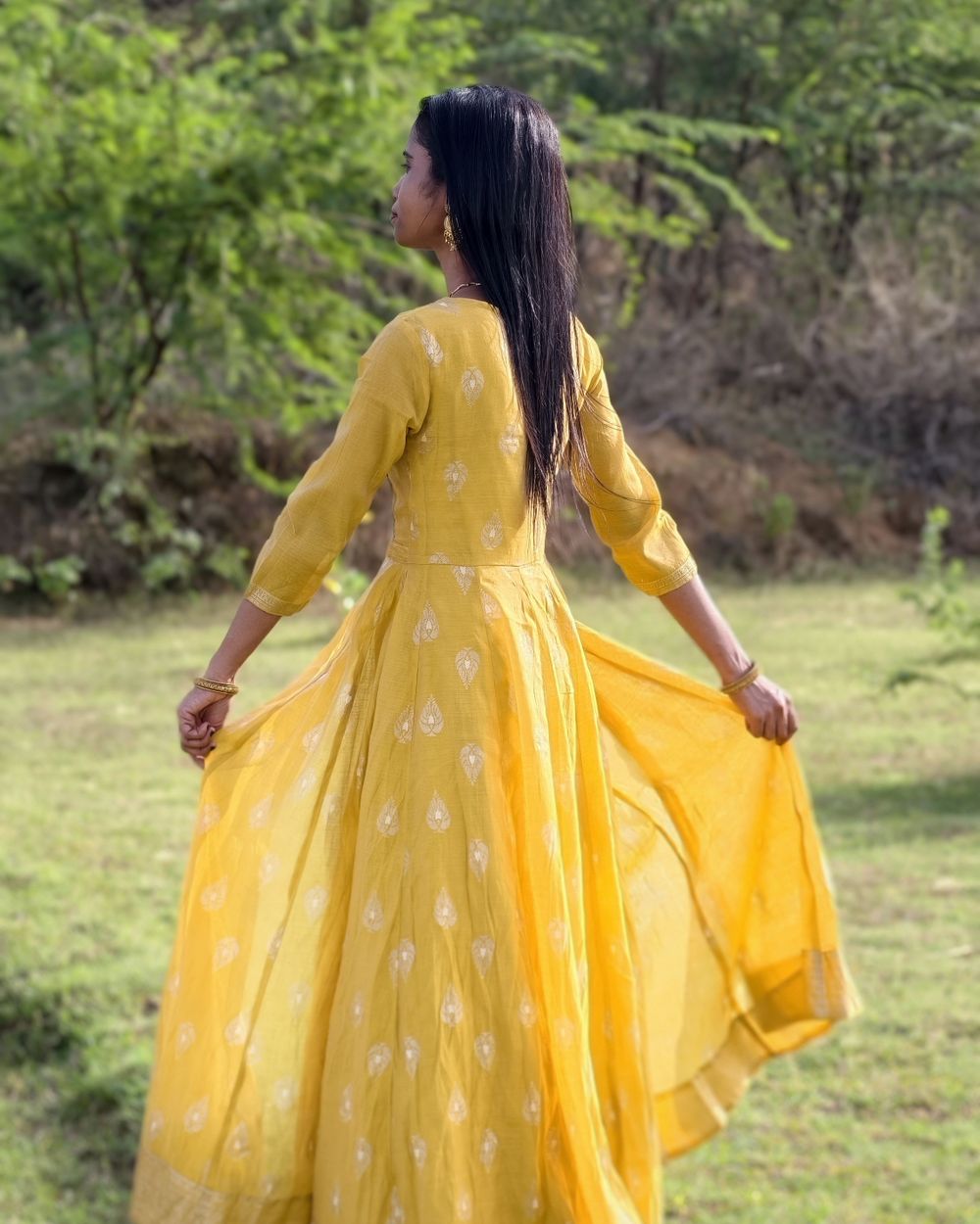 Basanti Anarkali Dress in Basanti yellow