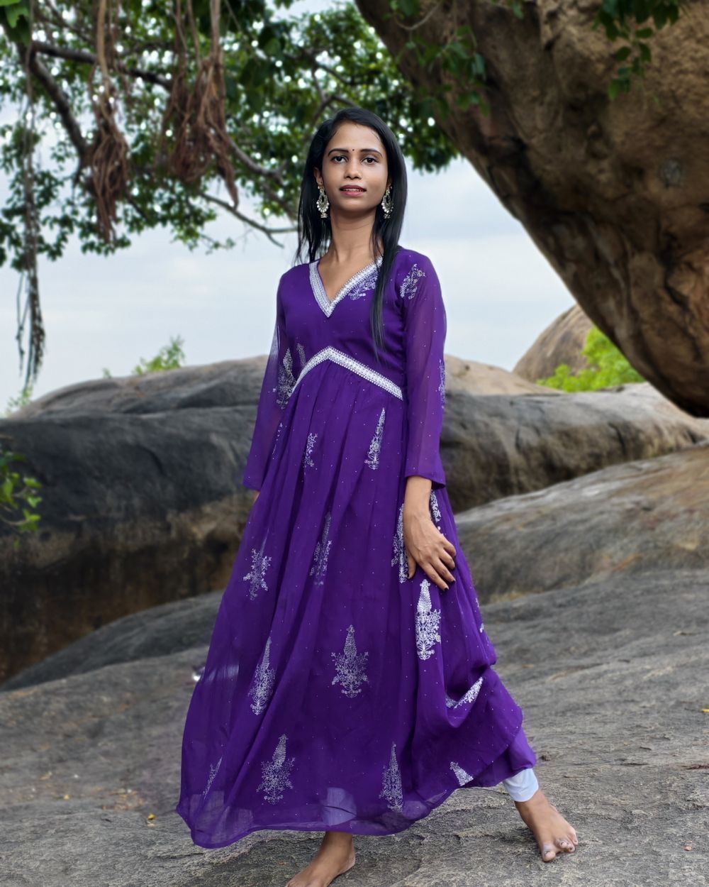 Jamuni Anarkali Dress in Jamuni purple